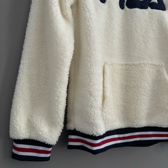 FILA Size XL White, Black, and Red Fluffy Unisex Kids Hoodie - Picture 4 of 12